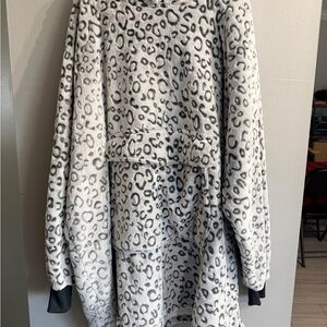 Leopard Print Oversized Fleece Hoodie